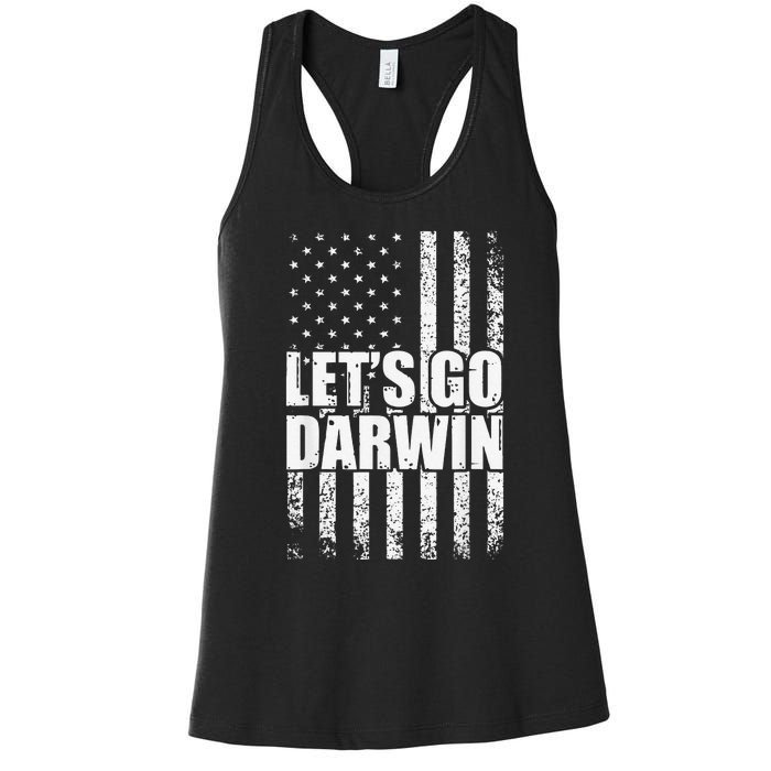 Funny Lets Go Darwin LetS Go Darwin American Flag Women's Racerback Tank