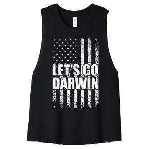 Funny Lets Go Darwin LetS Go Darwin American Flag Women's Racerback Cropped Tank