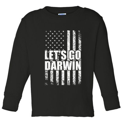 Funny Lets Go Darwin LetS Go Darwin American Flag Toddler Long Sleeve Shirt