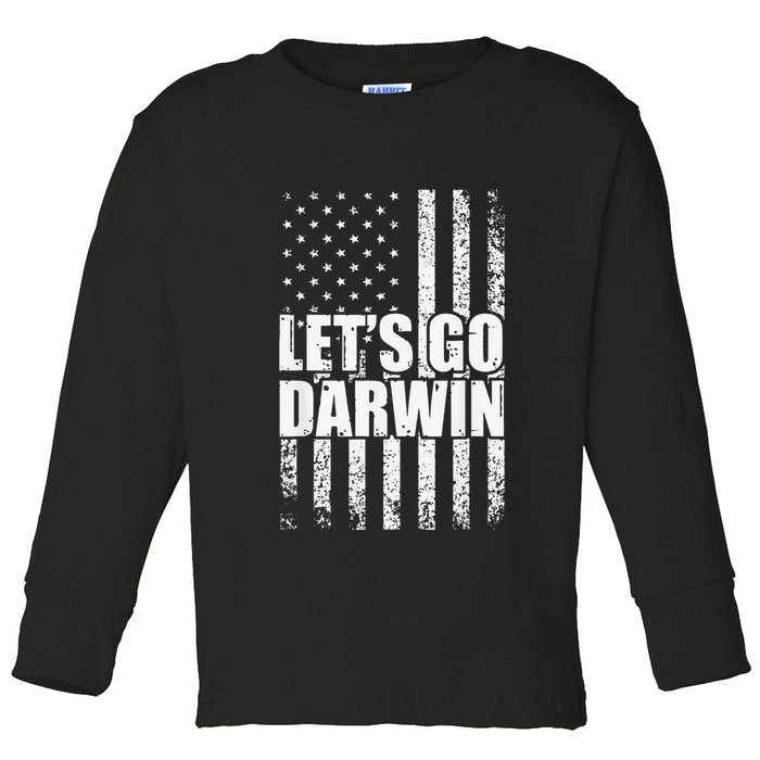 Funny Lets Go Darwin LetS Go Darwin American Flag Toddler Long Sleeve Shirt