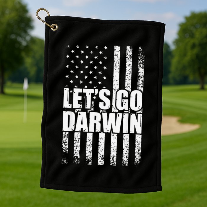Funny Lets Go Darwin LetS Go Darwin American Flag Golf Towel