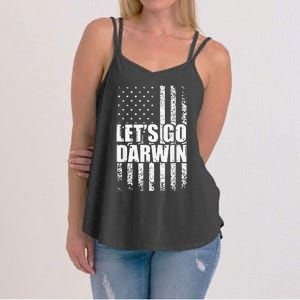 Funny Lets Go Darwin LetS Go Darwin American Flag Women's Strappy Tank