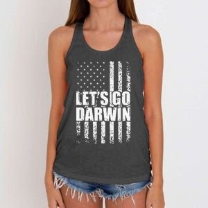 Funny Lets Go Darwin LetS Go Darwin American Flag Women's Knotted Racerback Tank