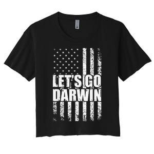 Funny Lets Go Darwin LetS Go Darwin American Flag Women's Crop Top Tee