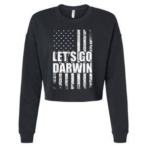 Funny Lets Go Darwin LetS Go Darwin American Flag Cropped Pullover Crew