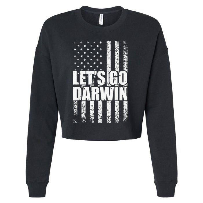 Funny Lets Go Darwin LetS Go Darwin American Flag Cropped Pullover Crew