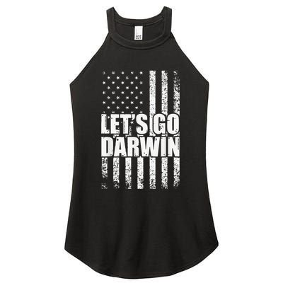 Funny Lets Go Darwin LetS Go Darwin American Flag Women's Perfect Tri Rocker Tank
