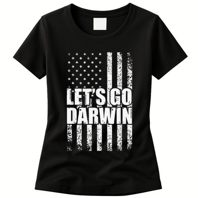 Funny Lets Go Darwin LetS Go Darwin American Flag Womens T-Shirt