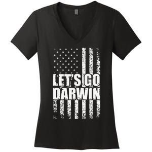 Funny Lets Go Darwin LetS Go Darwin American Flag Women's V-Neck T-Shirt