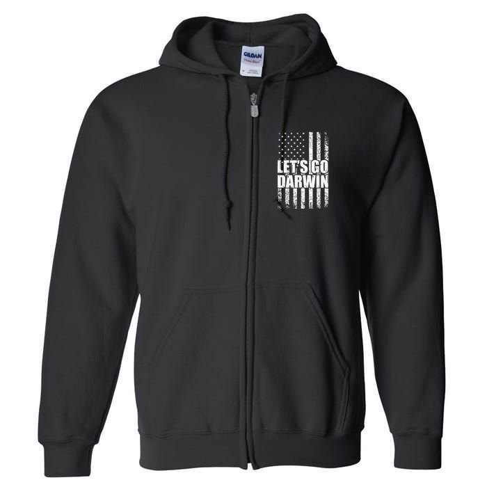 Funny Lets Go Darwin LetS Go Darwin American Flag Full Zip Hoodie
