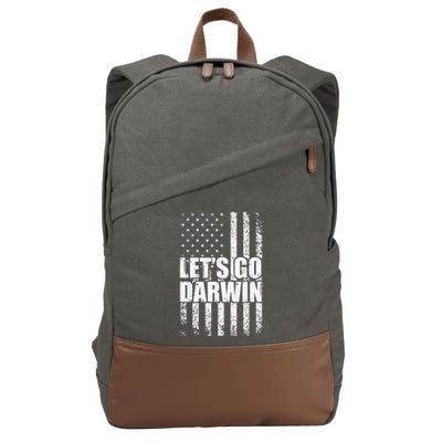 Funny Lets Go Darwin LetS Go Darwin American Flag Cotton Canvas Backpack