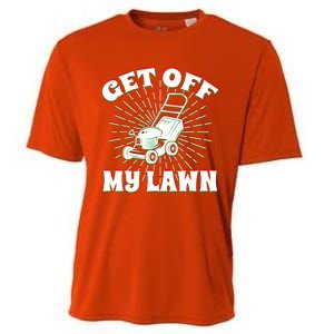 Funny Lawnmower Get Off My Lawn Landscape Artist Gift Cooling Performance Crew T-Shirt