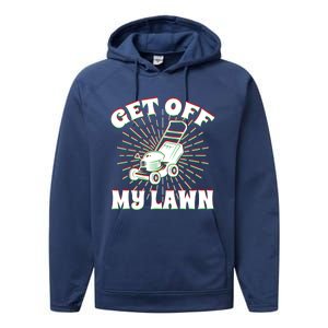 Funny Lawnmower Get Off My Lawn Landscape Artist Gift Performance Fleece Hoodie