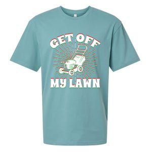 Funny Lawnmower Get Off My Lawn Landscape Artist Gift Sueded Cloud Jersey T-Shirt