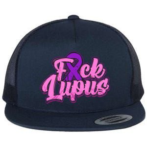 Fuck Lupus Gift Lupus Awareness Month Purple Ribbon Gift Flat Bill Trucker Hat