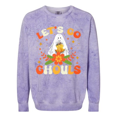 Funny LetS Go Ghouls Spooky Halloween Ghost Retro Boo Gift Colorblast Crewneck Sweatshirt