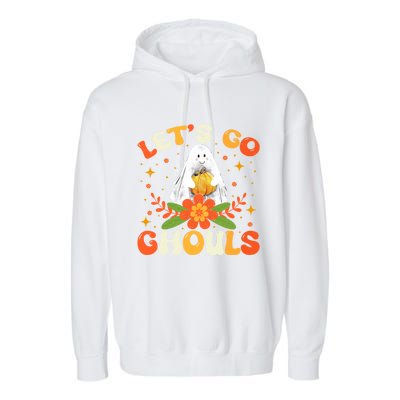 Funny LetS Go Ghouls Spooky Halloween Ghost Retro Boo Gift Garment-Dyed Fleece Hoodie