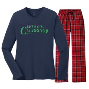 Funny Let's Go Clubbing Golfing Fan Women's Long Sleeve Flannel Pajama Set 