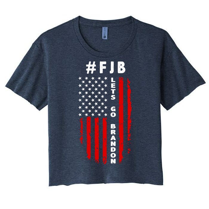 FJB Let's Go Brandon American Flag Women's Crop Top Tee