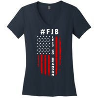 FJB Let's Go Brandon American Flag Women's V-Neck T-Shirt