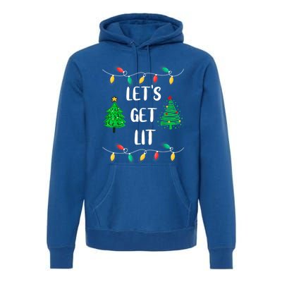 Funny Let's Get Lit Christmas Lights Gift Tee Xmas Holidays Gift Premium Hoodie