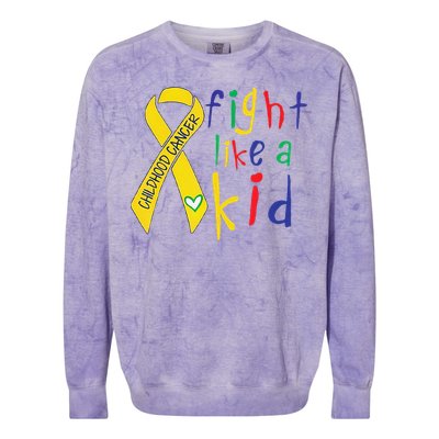 Fight Like Gold Ribbon Childhood Cancer Awareness Gift Colorblast Crewneck Sweatshirt