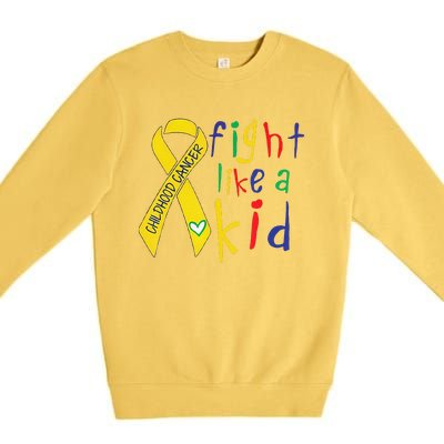 Fight Like Gold Ribbon Childhood Cancer Awareness Gift Premium Crewneck Sweatshirt