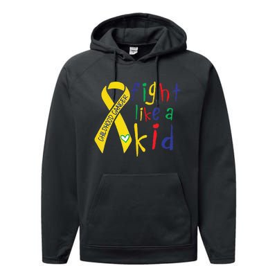 Fight Like Gold Ribbon Childhood Cancer Awareness Gift Performance Fleece Hoodie