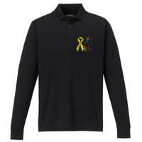 Fight Like Gold Ribbon Childhood Cancer Awareness Gift Performance Long Sleeve Polo