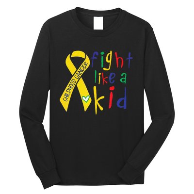 Fight Like Gold Ribbon Childhood Cancer Awareness Gift Long Sleeve Shirt