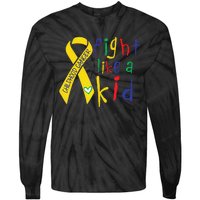 Fight Like Gold Ribbon Childhood Cancer Awareness Gift Tie-Dye Long Sleeve Shirt