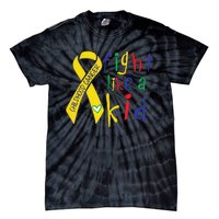 Fight Like Gold Ribbon Childhood Cancer Awareness Gift Tie-Dye T-Shirt