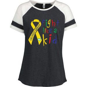 Fight Like Gold Ribbon Childhood Cancer Awareness Gift Enza Ladies Jersey Colorblock Tee