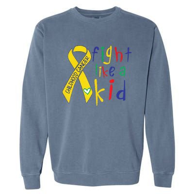 Fight Like Gold Ribbon Childhood Cancer Awareness Gift Garment-Dyed Sweatshirt