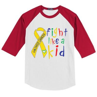 Fight Like Gold Ribbon Childhood Cancer Awareness Gift Kids Colorblock Raglan Jersey