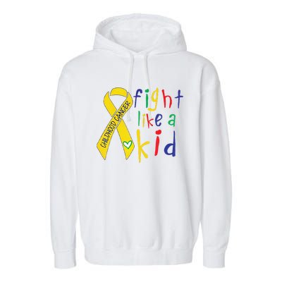 Fight Like Gold Ribbon Childhood Cancer Awareness Gift Garment-Dyed Fleece Hoodie