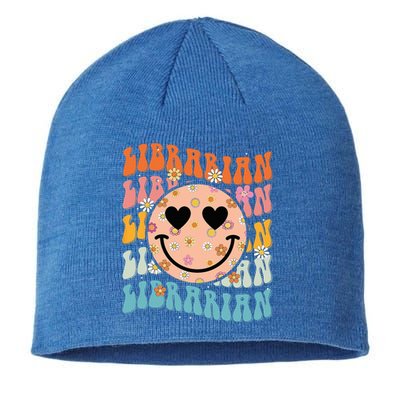 Funny Librarian Groovy Back To School Teachers Day Sustainable Beanie