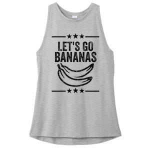 Funny LetS Go Bananas Distressed Grunge Ladies PosiCharge Tri-Blend Wicking Tank