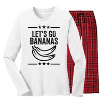 Funny LetS Go Bananas Distressed Grunge Women's Long Sleeve Flannel Pajama Set 