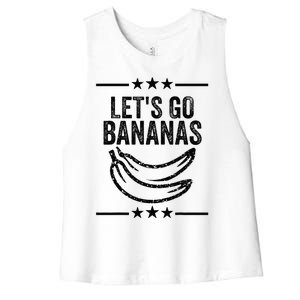 Funny LetS Go Bananas Distressed Grunge Women's Racerback Cropped Tank