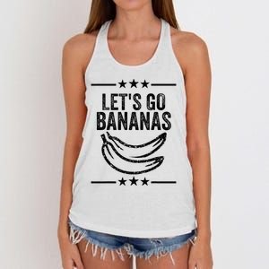 Funny LetS Go Bananas Distressed Grunge Women's Knotted Racerback Tank