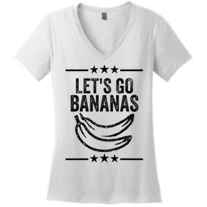 Funny LetS Go Bananas Distressed Grunge Women's V-Neck T-Shirt