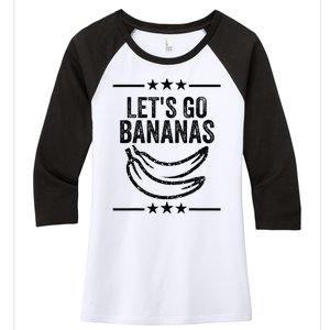 Funny LetS Go Bananas Distressed Grunge Women's Tri-Blend 3/4-Sleeve Raglan Shirt