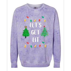 Funny Lets Get Lit Christmas Lights Gift Xmas Holidays Colorblast Crewneck Sweatshirt