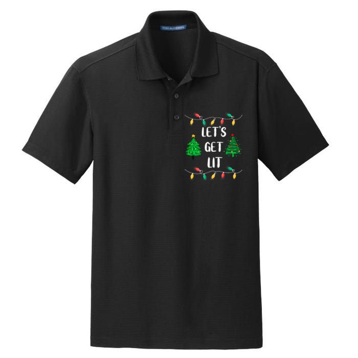 Funny Lets Get Lit Christmas Lights Gift Xmas Holidays Dry Zone Grid Polo