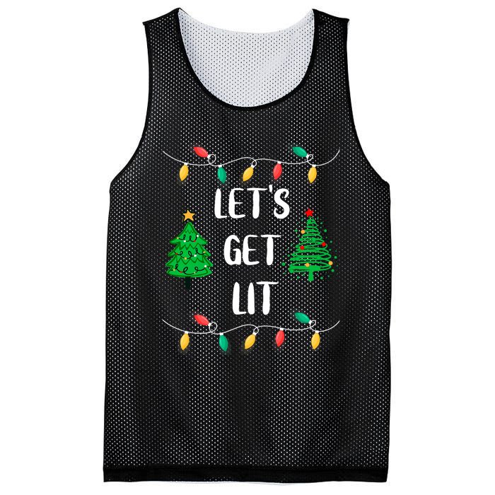 Funny Lets Get Lit Christmas Lights Gift Xmas Holidays Mesh Reversible Basketball Jersey Tank