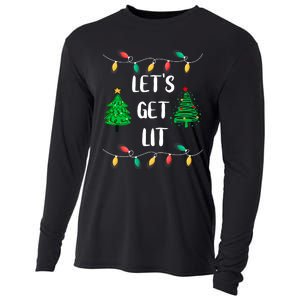 Funny Lets Get Lit Christmas Lights Gift Xmas Holidays Cooling Performance Long Sleeve Crew