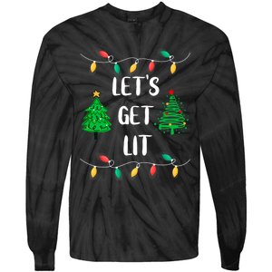 Funny Lets Get Lit Christmas Lights Gift Xmas Holidays Tie-Dye Long Sleeve Shirt