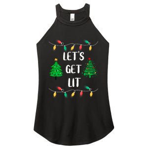 Funny Lets Get Lit Christmas Lights Gift Xmas Holidays Women's Perfect Tri Rocker Tank