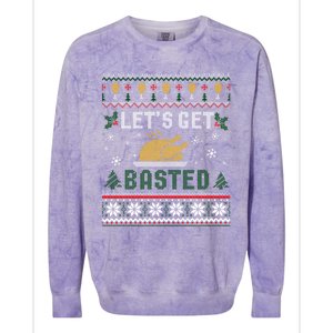 Funny Lets Get Basted Ugly Thanksgiving Sweater Funny Gift Colorblast Crewneck Sweatshirt